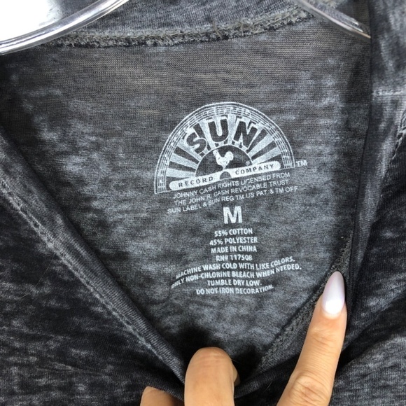 SUN RECORDS COMPANY Johnny Cash grey burn out music tee t-shirt - Picture 3 of 5